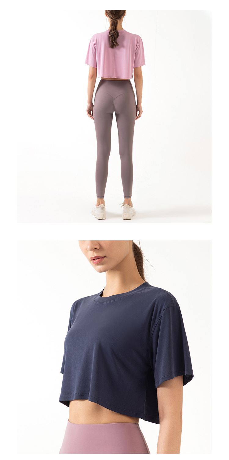 Spring And Summer New Sports Top Women'S Running Exercise Navel Modal Loose Fitness Yoga Clothes Short-Sleeved T-Shirt Women