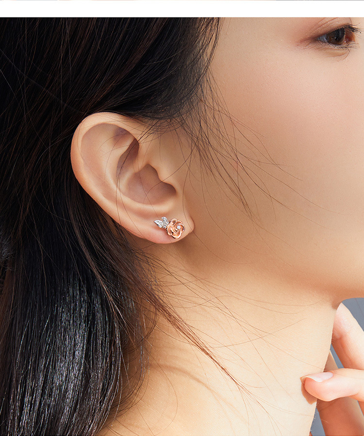 Silver Plated Rose Earnails Temperament Girl Plated Rose Gold Earrings Earrings