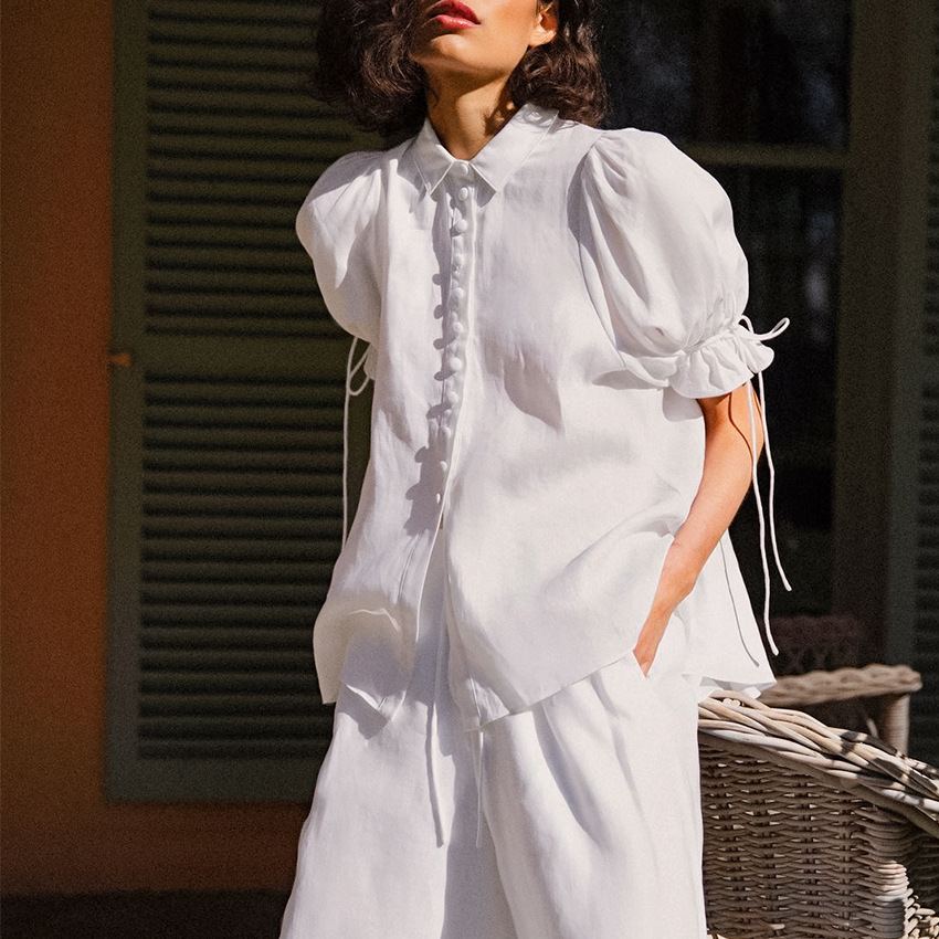 Cotton And Linen Short-sleeved Loose Casual Women's Shirt