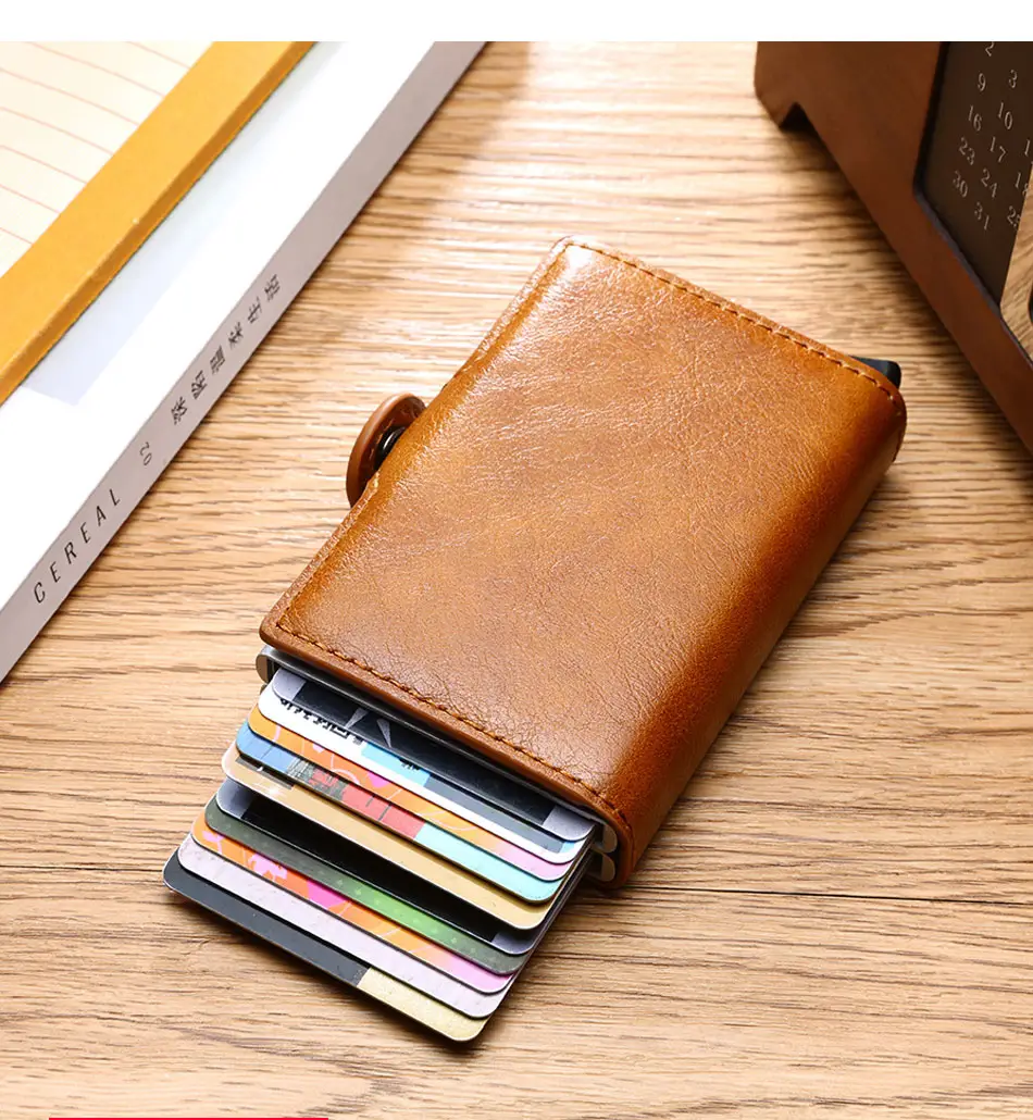 Rfid Wallet PU Crazy Horse Leather Men Mini Money