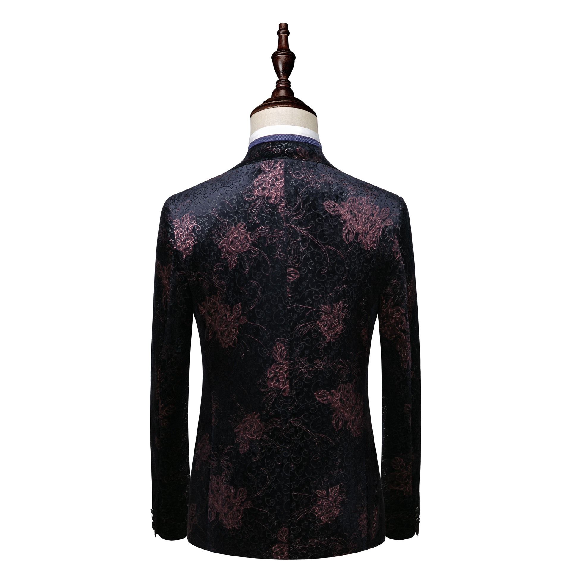  New Two-Button Velvet Printed Suit Three-Piece Cross-Border Foreign Trade Men's Business Suit Men's Suit