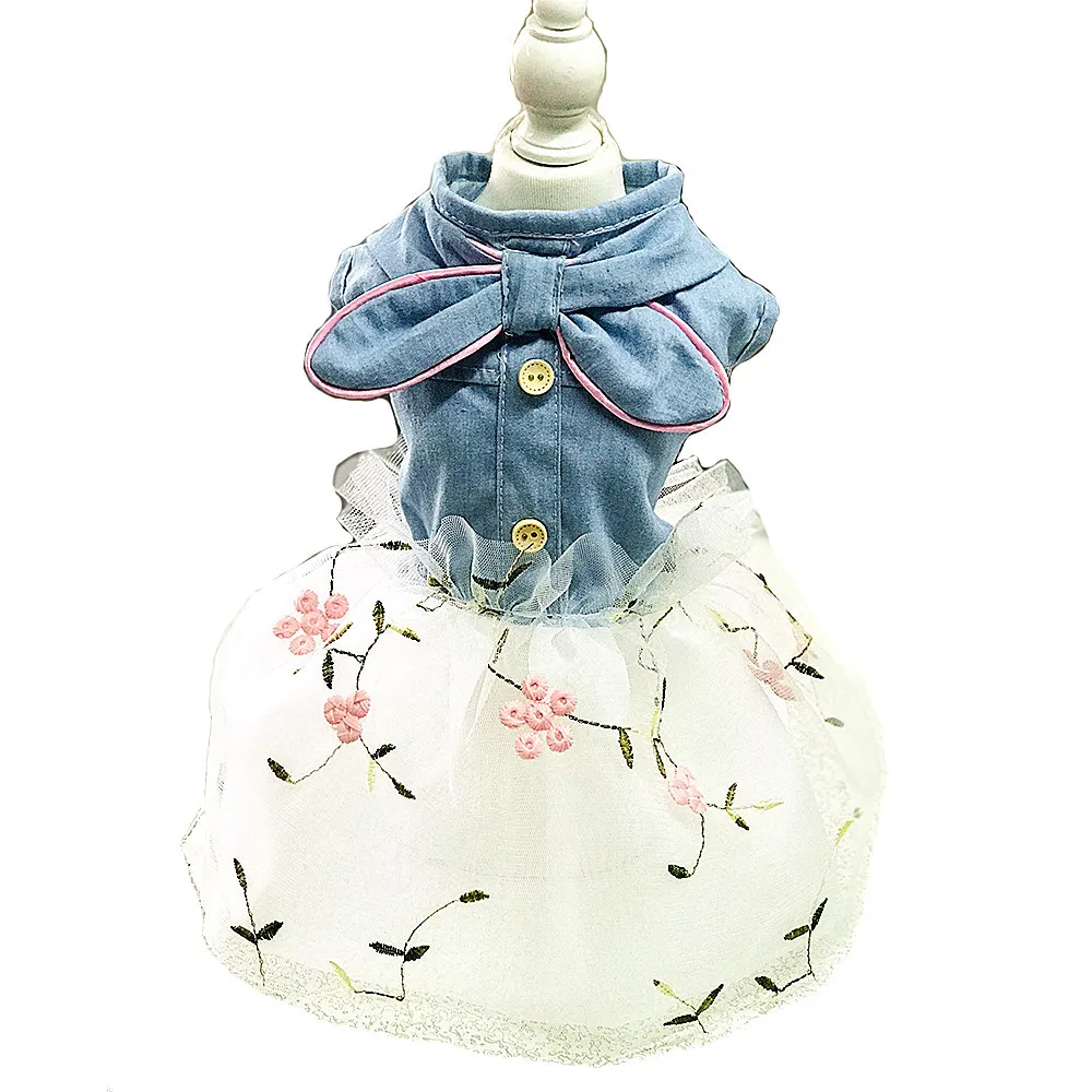 Pet Clothes Puppy Net Yarn Princess Dress Factory Original Direct - Blue