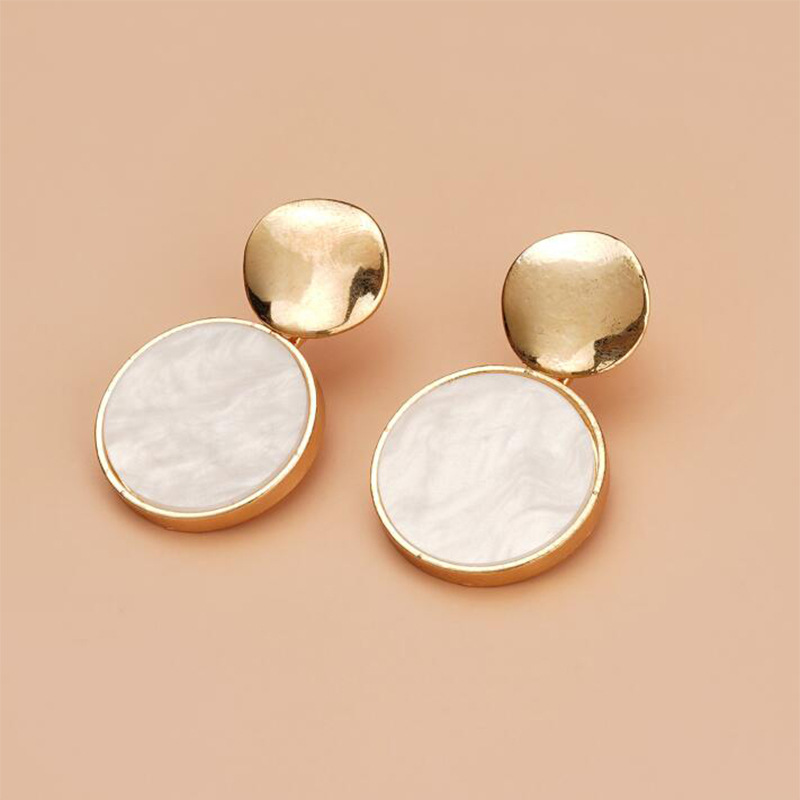 European And American Cross-Border New Earrings Fashion Creative Earrings Simple Alloy Sequined Acrylic Geometric Earrings Earrings