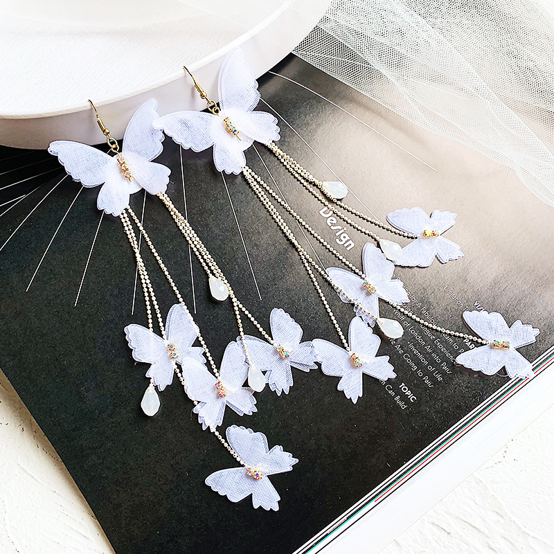 Super Fairy Temperament Long Net Red Personality Exaggerated Earrings