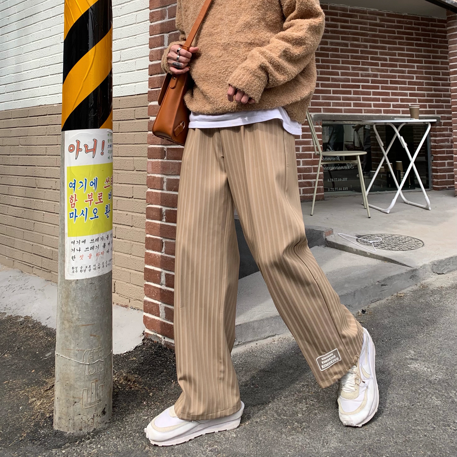 Title 3, Loose Straight Stripes Drape Suit Pants Man