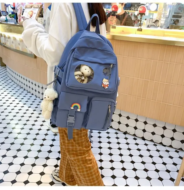 School Girl Schoolgirl Korean Style Small And Simple Backpack Junior High School Student Cute Backpack Blue - Shop at LoveMi