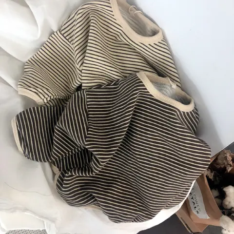 Boys and Girls T-Shirts with Striped Round Neck