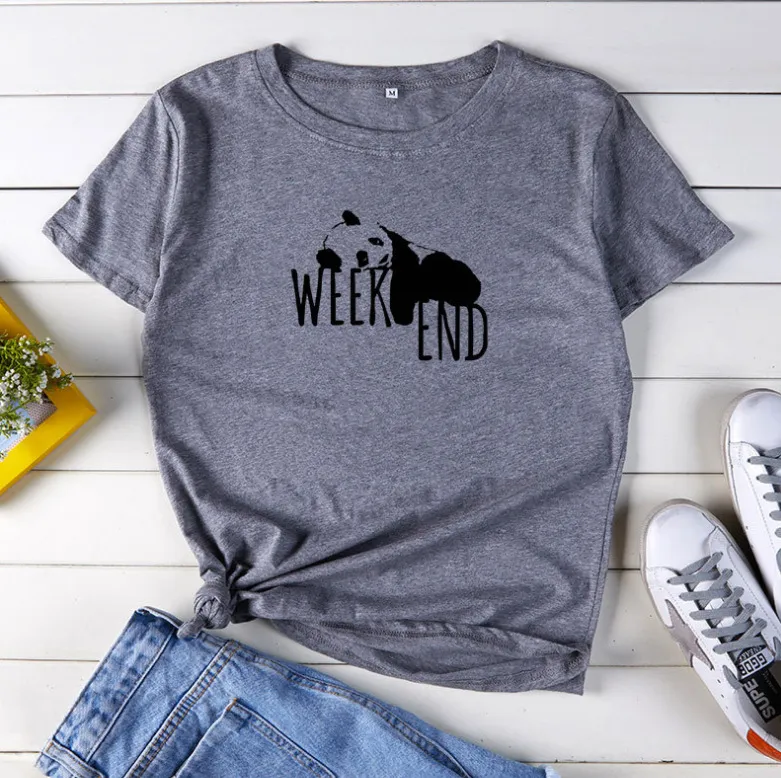 Round Neck Pullover Print Cartoon Short Sleeve - Grey