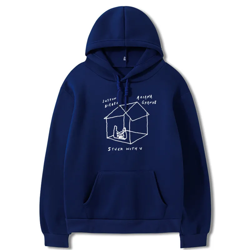 Hoodie Plus Fleece Loose Coat Men's Hip-hop Top - Navy
