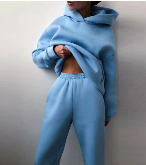 Women's Casual Hooded Sweater Two-piece Suit Clothes Hoodie Tracksuit - Picture 3 of 15