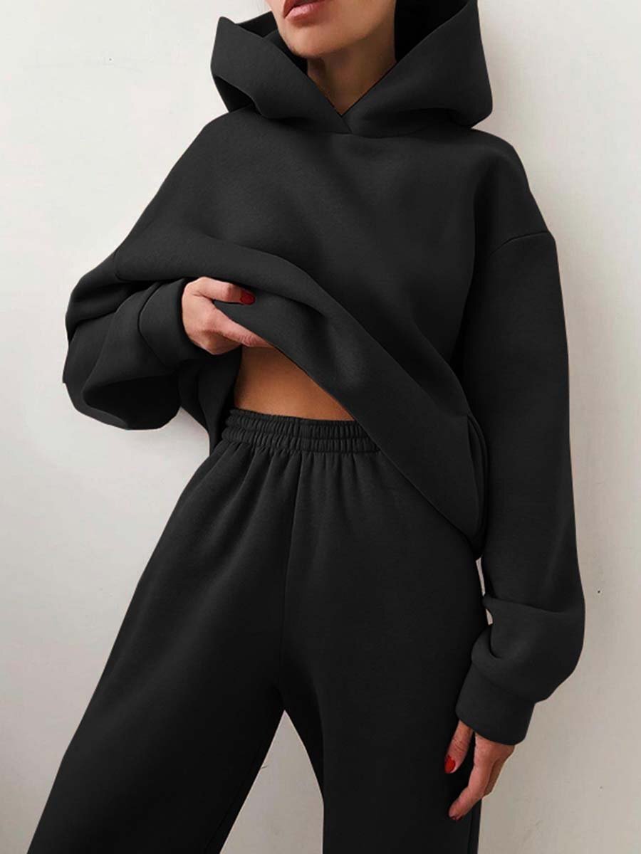 Women's Casual Hooded Sweater Two-piece Suit Clothes Hoodie Tracksuit - Picture 2 of 15