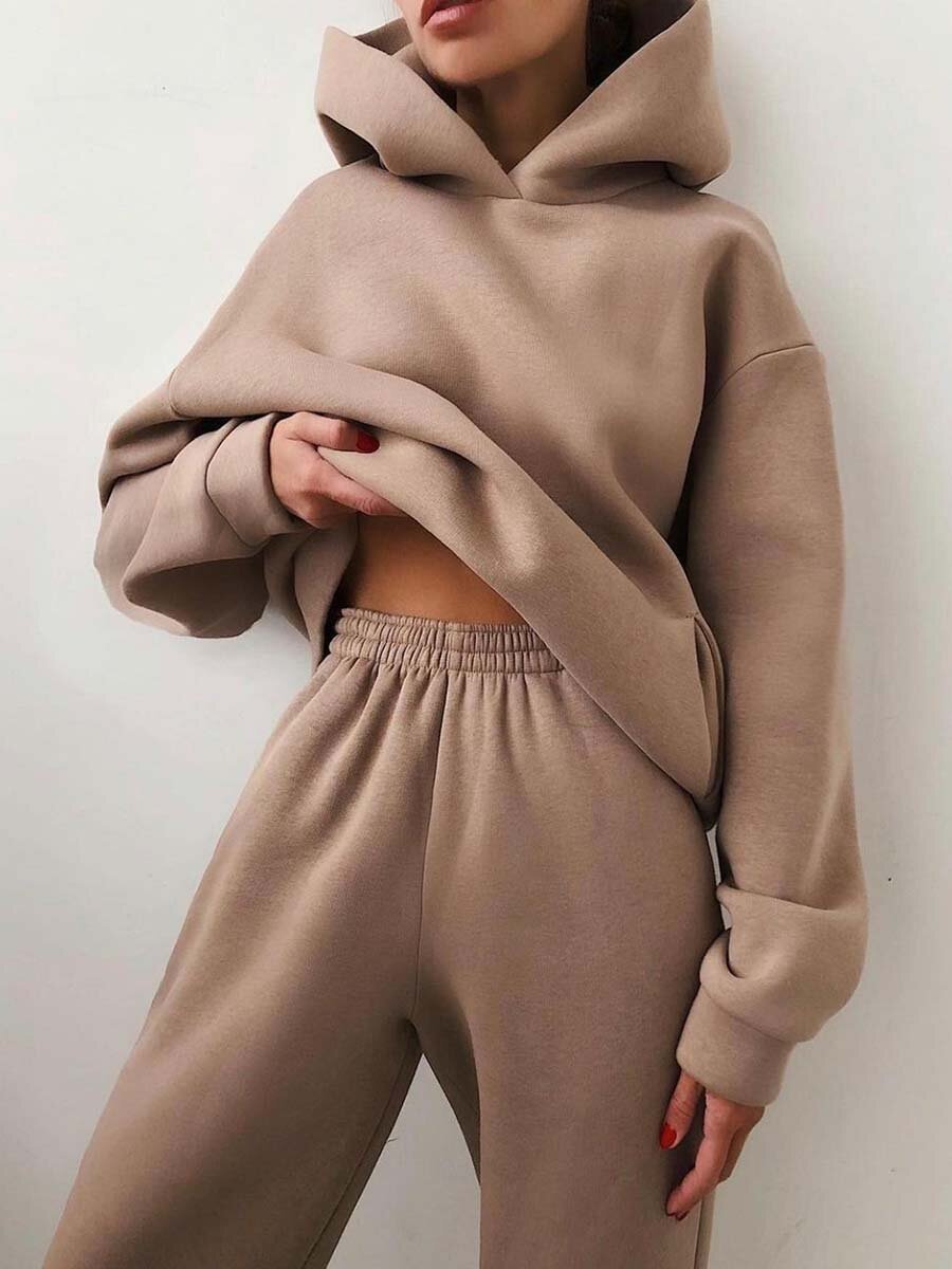 Women's Casual Hooded Sweater Two-piece Suit Clothes Hoodie Tracksuit - Picture 8 of 15
