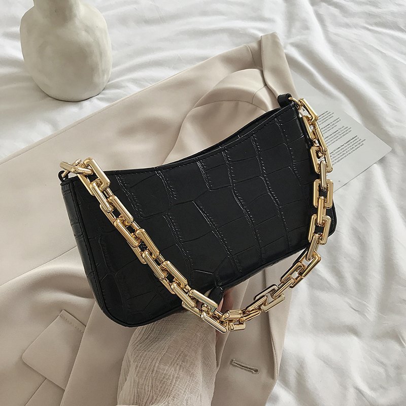 High Sense Bag New Trendy Fashion Net Red Female Bag Shoulder Bag Wild Ins Chain Underarm Bag Small Bag Black - Shop at LoveMi
