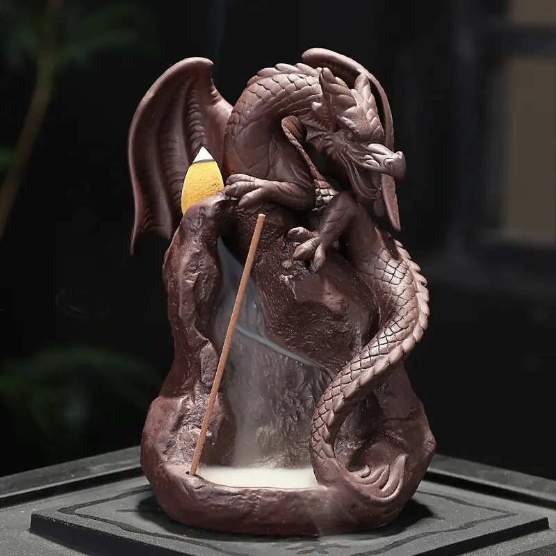Zisha Ceramic Incense Burner Flying Dragon Ornaments Mountain Flowing