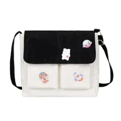 Mori Student Messenger Bag Female Cute Girl Heart Hit Colour Single Shoulder Bag - Black - View 1