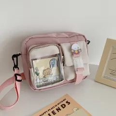 Spring Japanese Harajuku College Style Cute Girl Student Messenger Bag Female Korean Campus Fashion - Pink - View 1