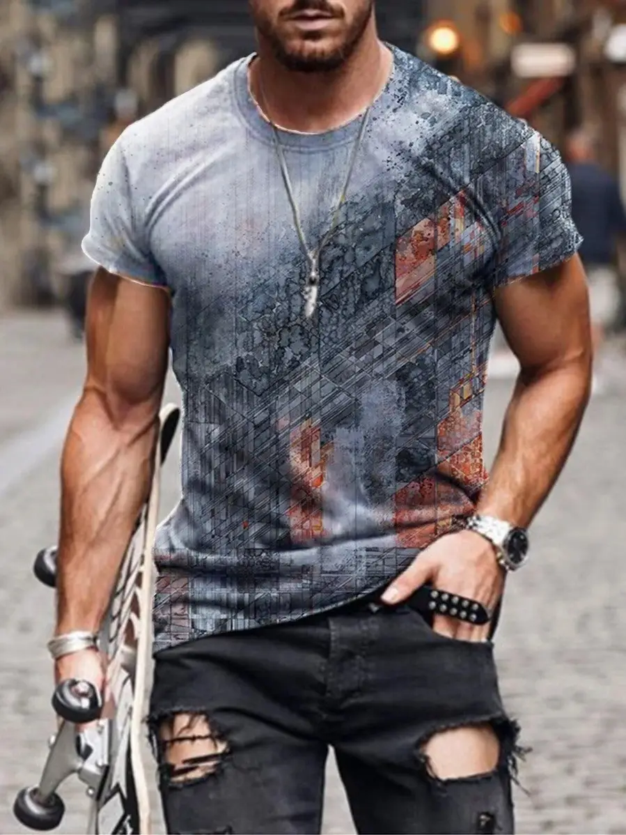Trendy Abstract Painting Print Short-Sleeved T-Shirt