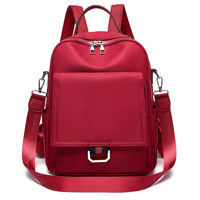 Ladies Backpack New Style Oxford Cloth Travel Bag Korean Girl School Bag Leisure Multifunctional Backpack Red - Shop at LoveMi