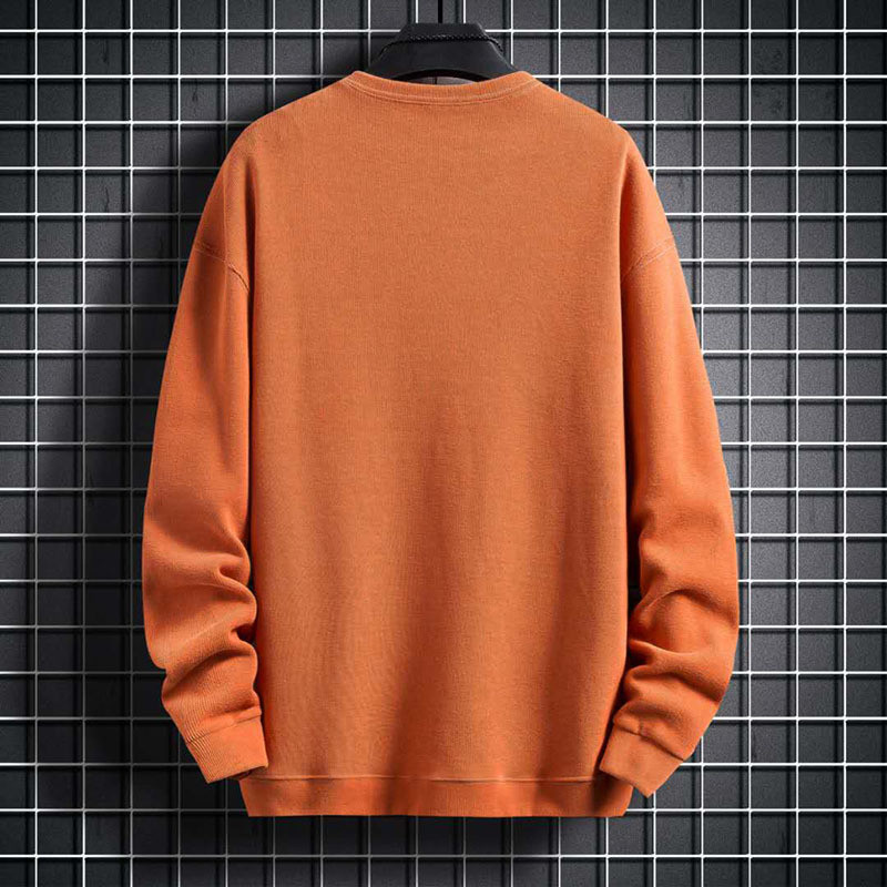 Men's Solid Color Fake Two Piece Sweater New Loose Top