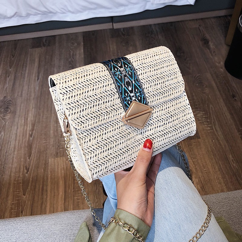 Chain Bag Female Bag New Korean Woven Bag Shoulder Bag Diagonal Diamond Lock Bag All-Match Casual Bag