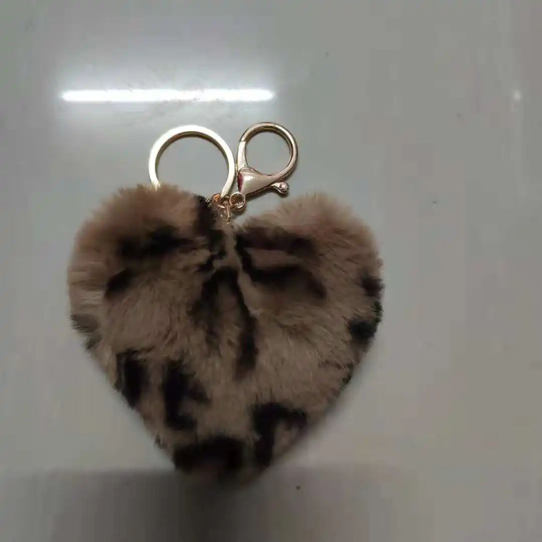 Leopard Print Love Plush Pendant Peach Heart