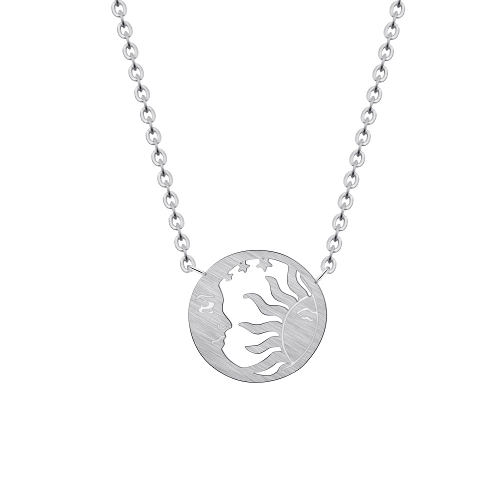 Tarot Sun Moon Pendant Necklace Female 18K Gold Electroplated Clavicle Chain