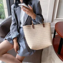 Straw Bag New Bag Large-Capacity Beach Handbag - Khaki - View 1