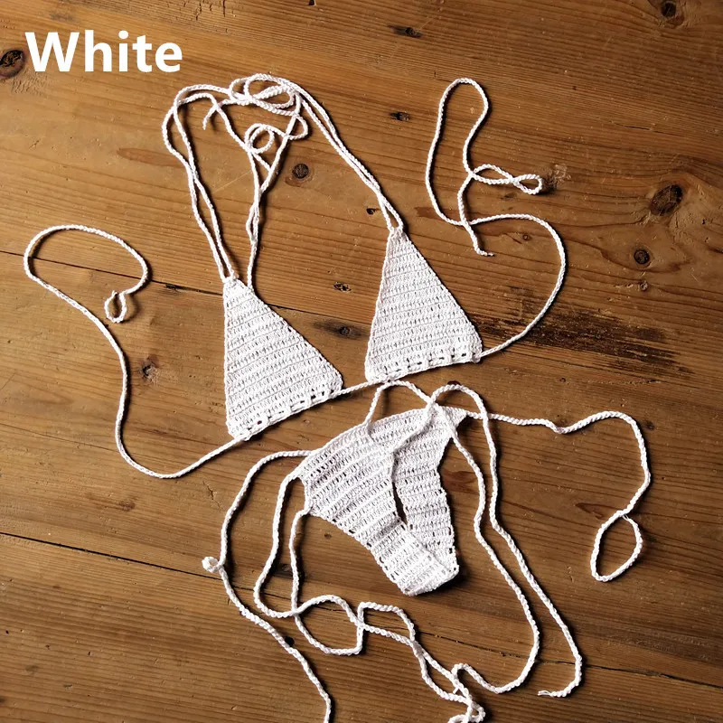 Handmade Crochet Swimsuit Bikini Suit Sunbathing Bikini - White