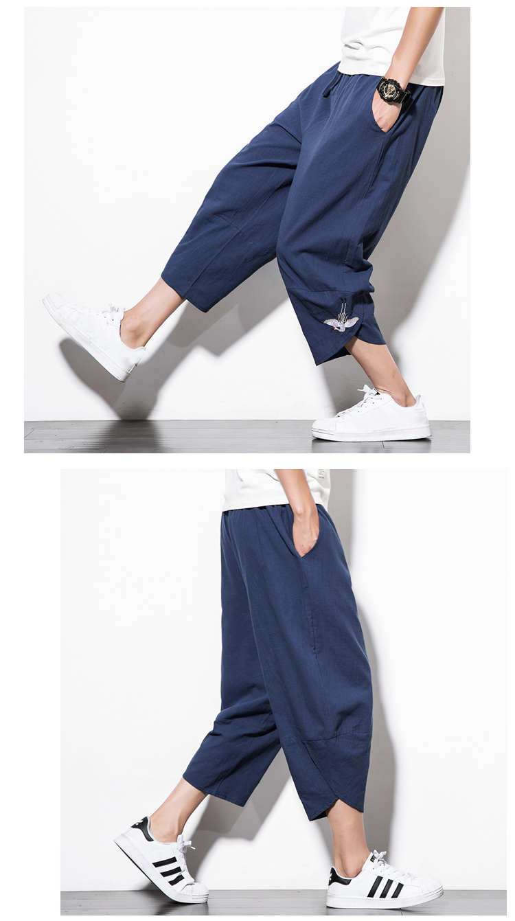 Title 10, Summer Mens Harem Pants Cotton and Linen Solid...