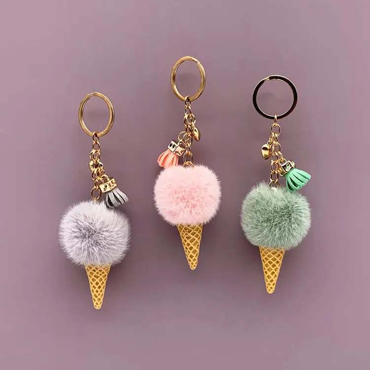 Ice Cream Keychain Cute Bag Cartoon Plush Pendant Cone
