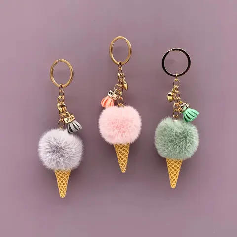 Ice Cream Keychain Cute Bag Cartoon Plush Pendant Cone