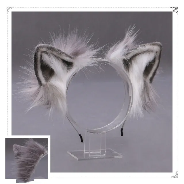 A Drop In Japanese Lolita Headwear Cat Ears Fox Plush Hairpin Hair Accessories Hand Made Simulation Beast Ears Headband Grey - Shop at LoveMi