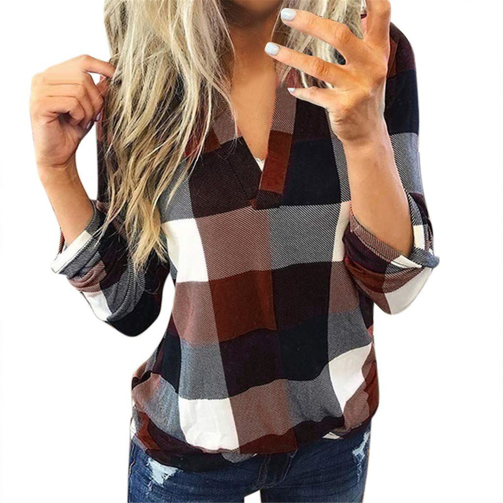 Fashion Plaid Stand Collar Shirt