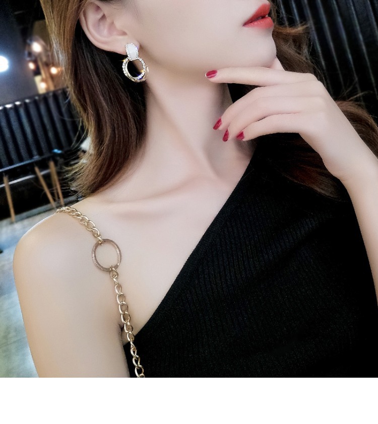 Rhinestone Dripping Circle Earrings