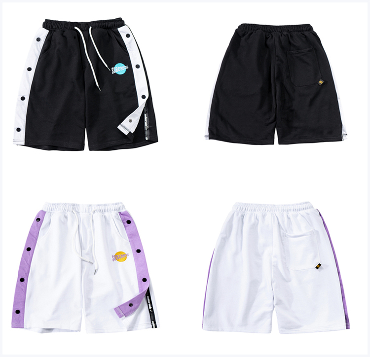 Color Touch Button Edge Design Casual Shorts Men And Women Loose Sports Trend Summer Five-Point Pants