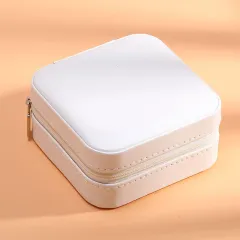 Portable Jewellery Box Single-Layer Simple Jewellery Jewellery Storage Box Earrings Earrings Storage Ring Pu Leather Small Jewellery Box - White - View 1