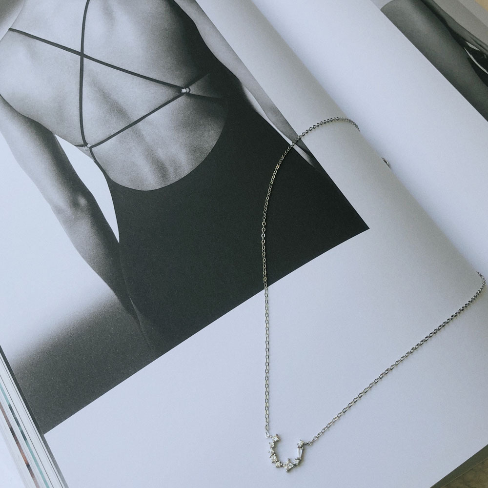 S925 Sterling Silver Ins Small Horseshoe Necklace Female Tide Korean Version Of The Clavicle Net Red Simple Cold Wind Personality Temperament Necklace