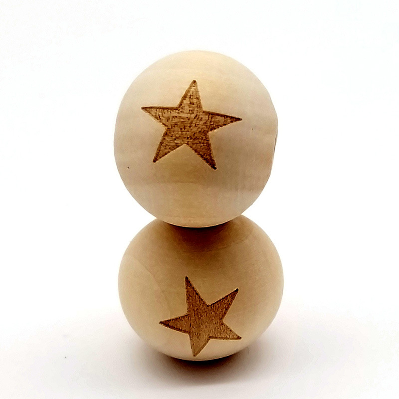 20mm Laser Engraved Log Hemu Wooden Beads