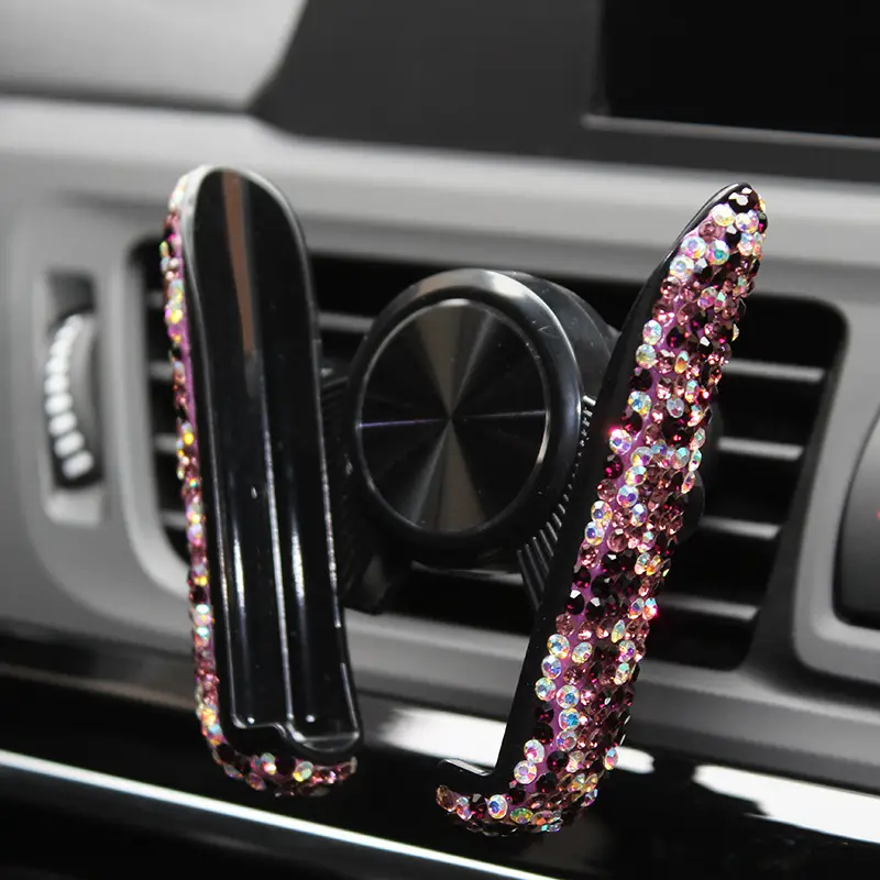 Mobile Phone Car Holder With Diamond-Encrusted Car Navigation Frame Air Outlet Snap Type
