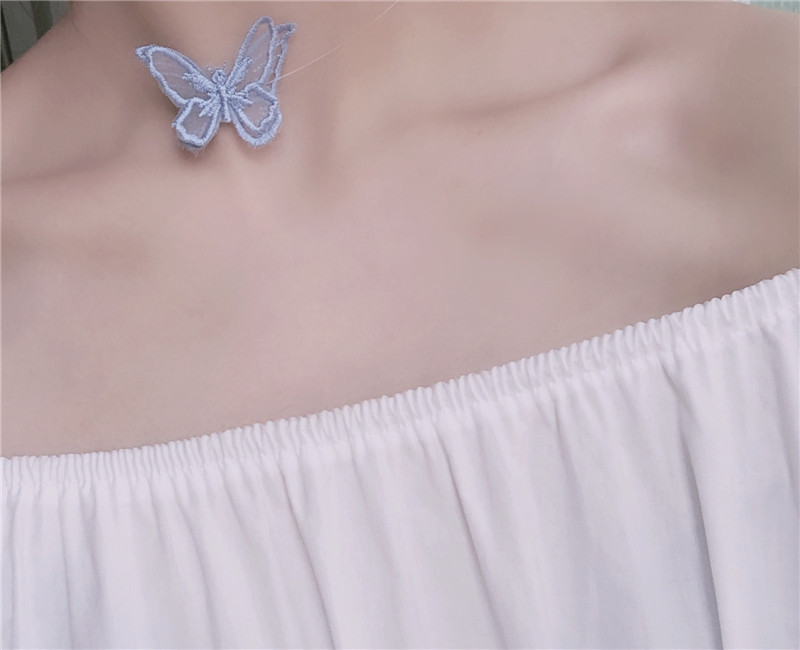 Popular Diamond-Studded Gauze Fairy Butterfly Necklace Sen Style Personality Design Sense Fashion Clavicle Chain Temperament
