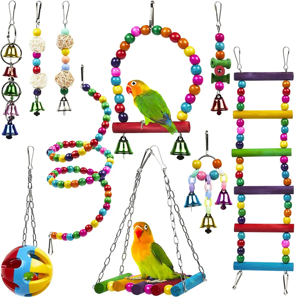 Parrot Combination Toy 10-Piece Set Wooden Bead