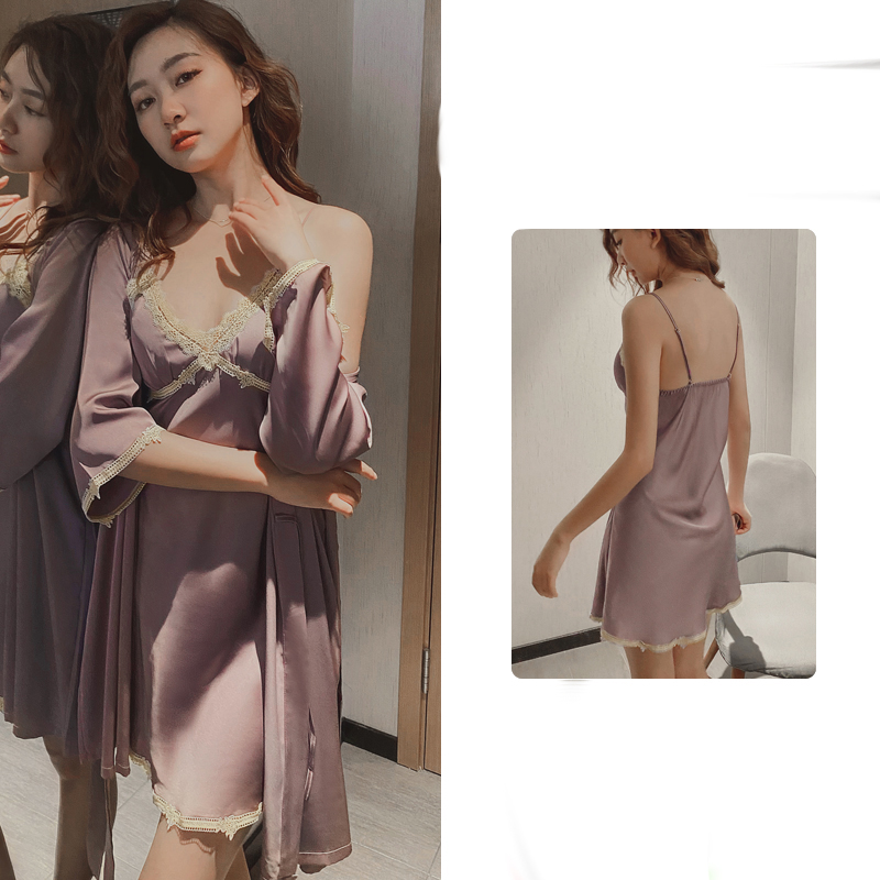 Title 6, New Spring And Autumn Suspender Nightdress Robe...