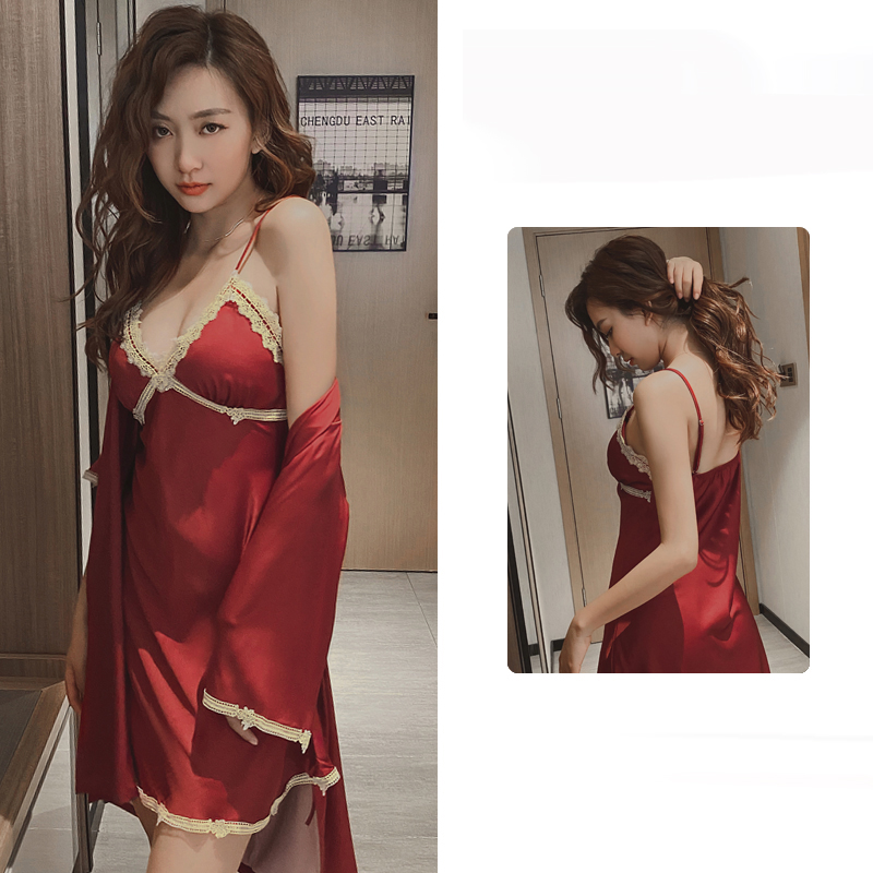 Title 4, New Spring And Autumn Suspender Nightdress Robe...