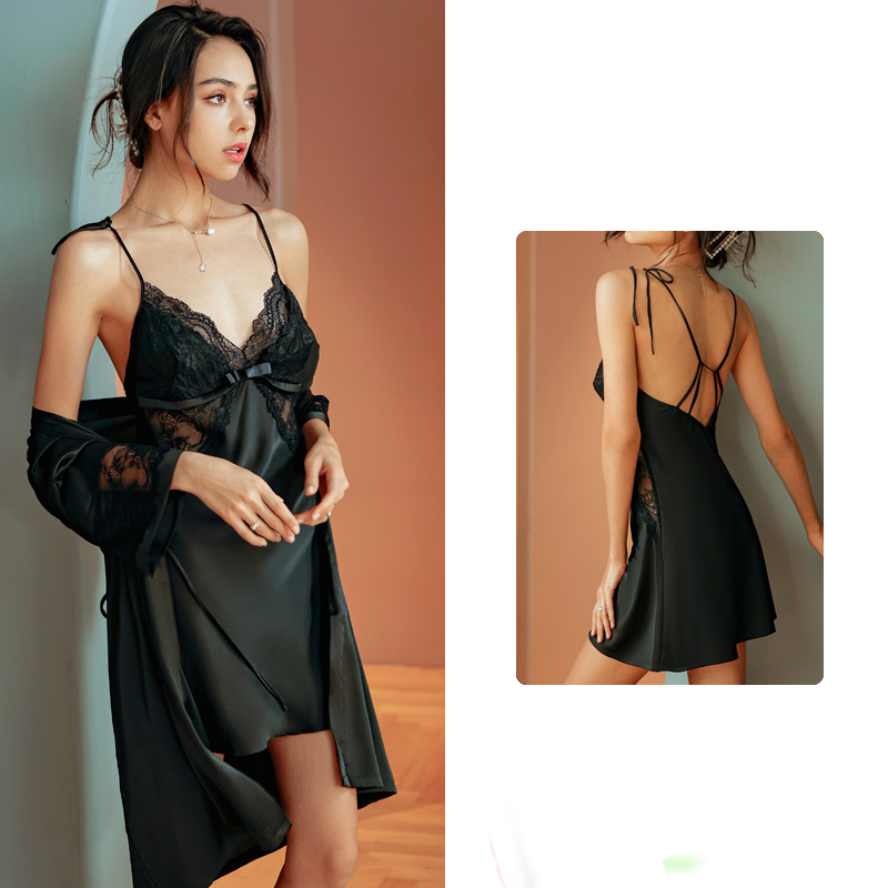 Title 9, New Spring And Autumn Suspender Nightdress Robe...