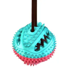 New Pet Dog Food Leakage Ball Toothbrush Elastic Rubber Ball Molar Bite Resistant Pet Interactive Toy Supplies - Blue And White Round Leaking B - View 1