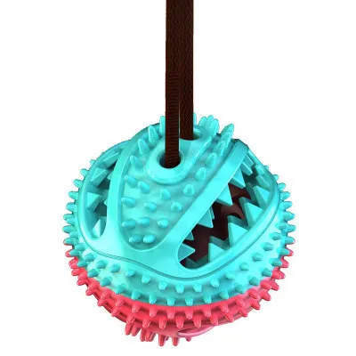 New Pet Dog Food Leakage Ball Toothbrush Elastic Rubber Ball Molar Bite Resistant Pet Interactive Toy Supplies Blue And White Round Leaking B - Shop at LoveMi