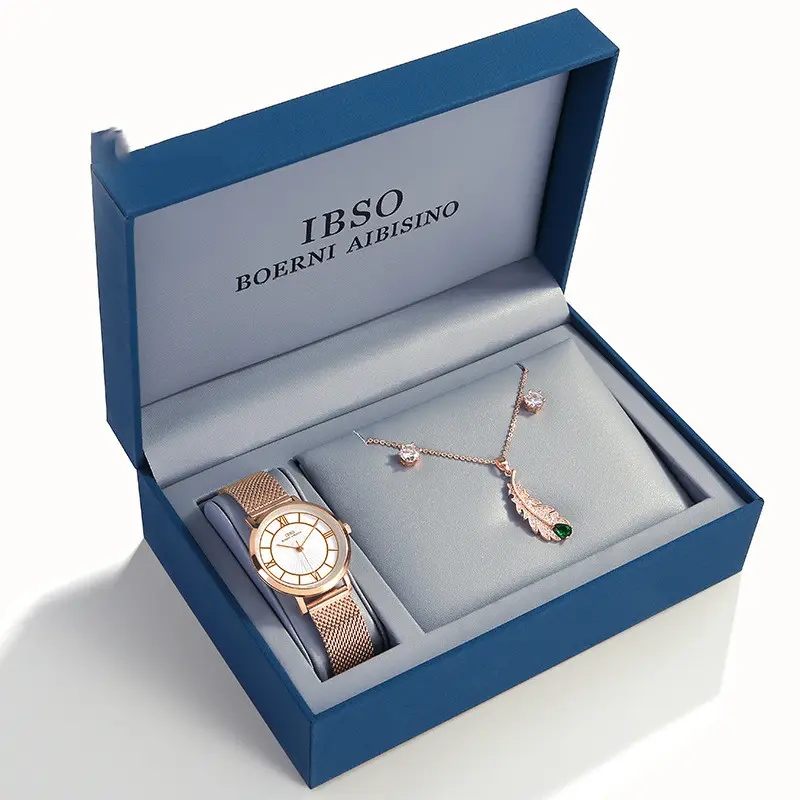 Ibso'S Watch With Zircon Earrings Necklace Supports