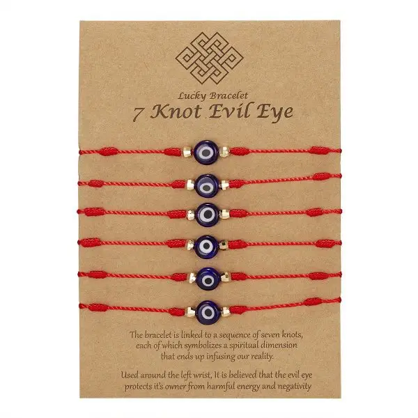 New 7-knot Evil Eye Bracelet 6 Pack Blue Eye