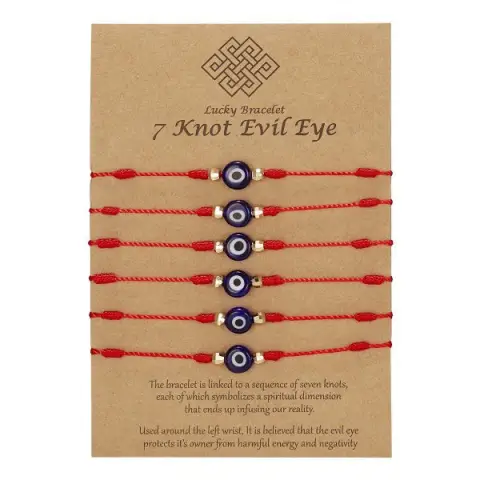 New 7-knot Evil Eye Bracelet 6 Pack Blue Eye