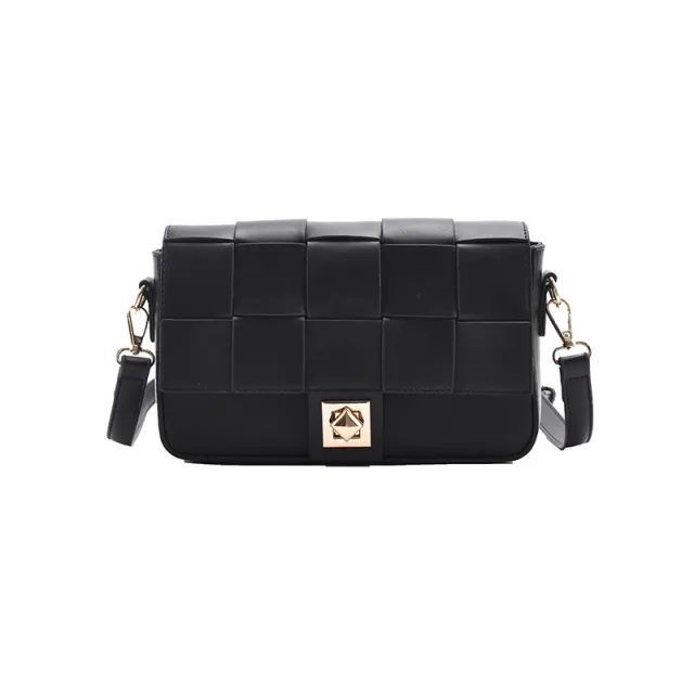Small Fragrance Simple Fashion Woven Bag Western Style Casual Shoulder Bag Black - Shop at LoveMi
